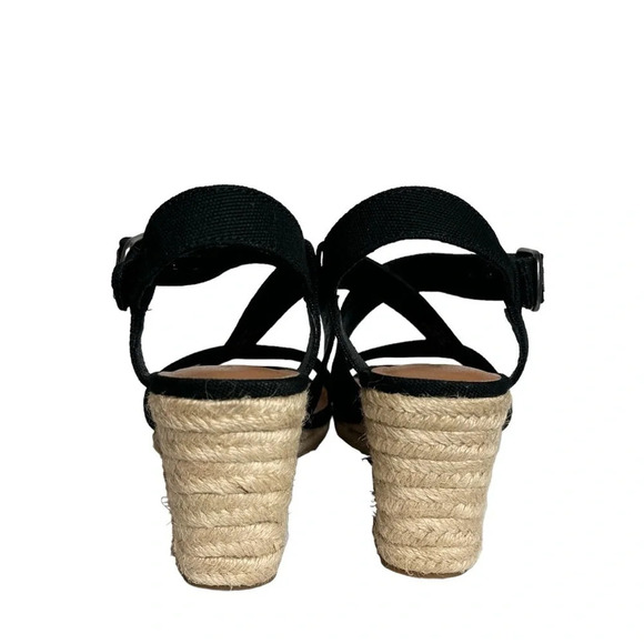 Lucky Brand | Mytila Espadrille 3” Wedges Strappy Black Denim Upper - Picture 4 of 7
